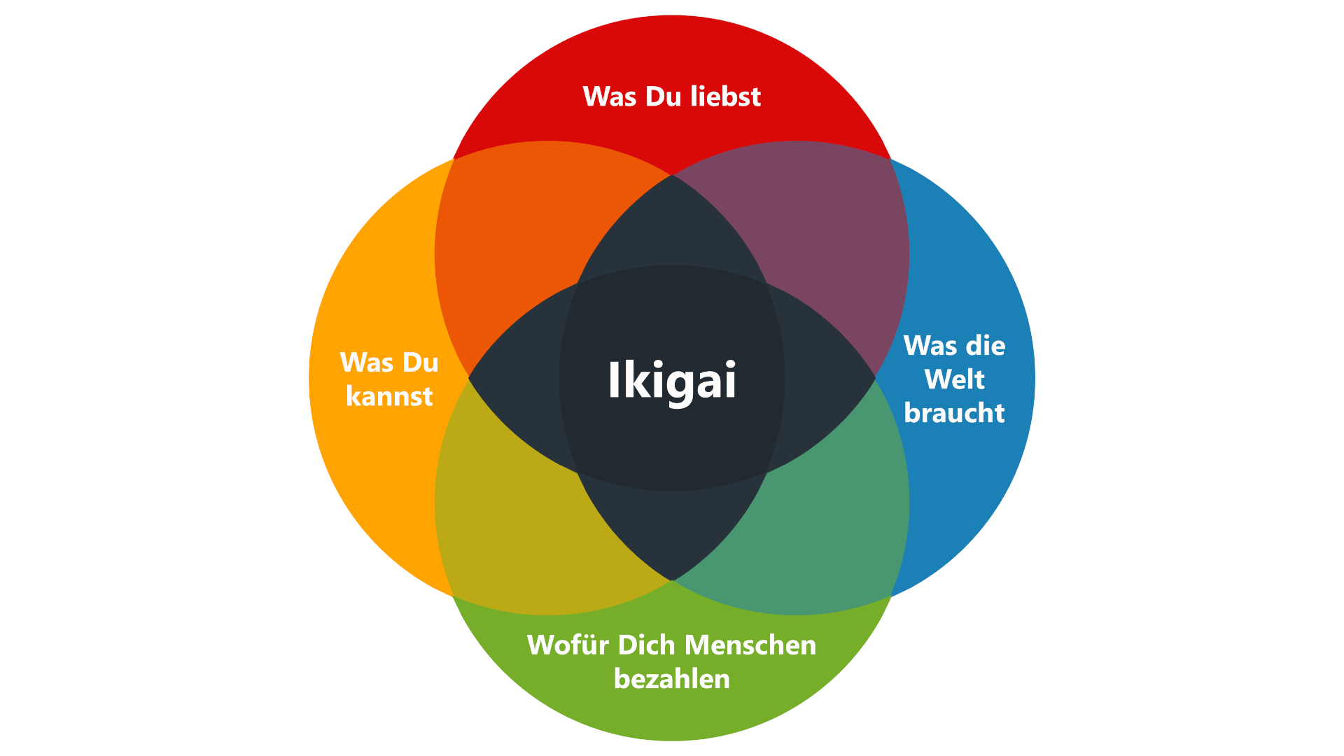 Grundaufbau des Ikigai-Modells (Neuinterpretation von Marc Winn)