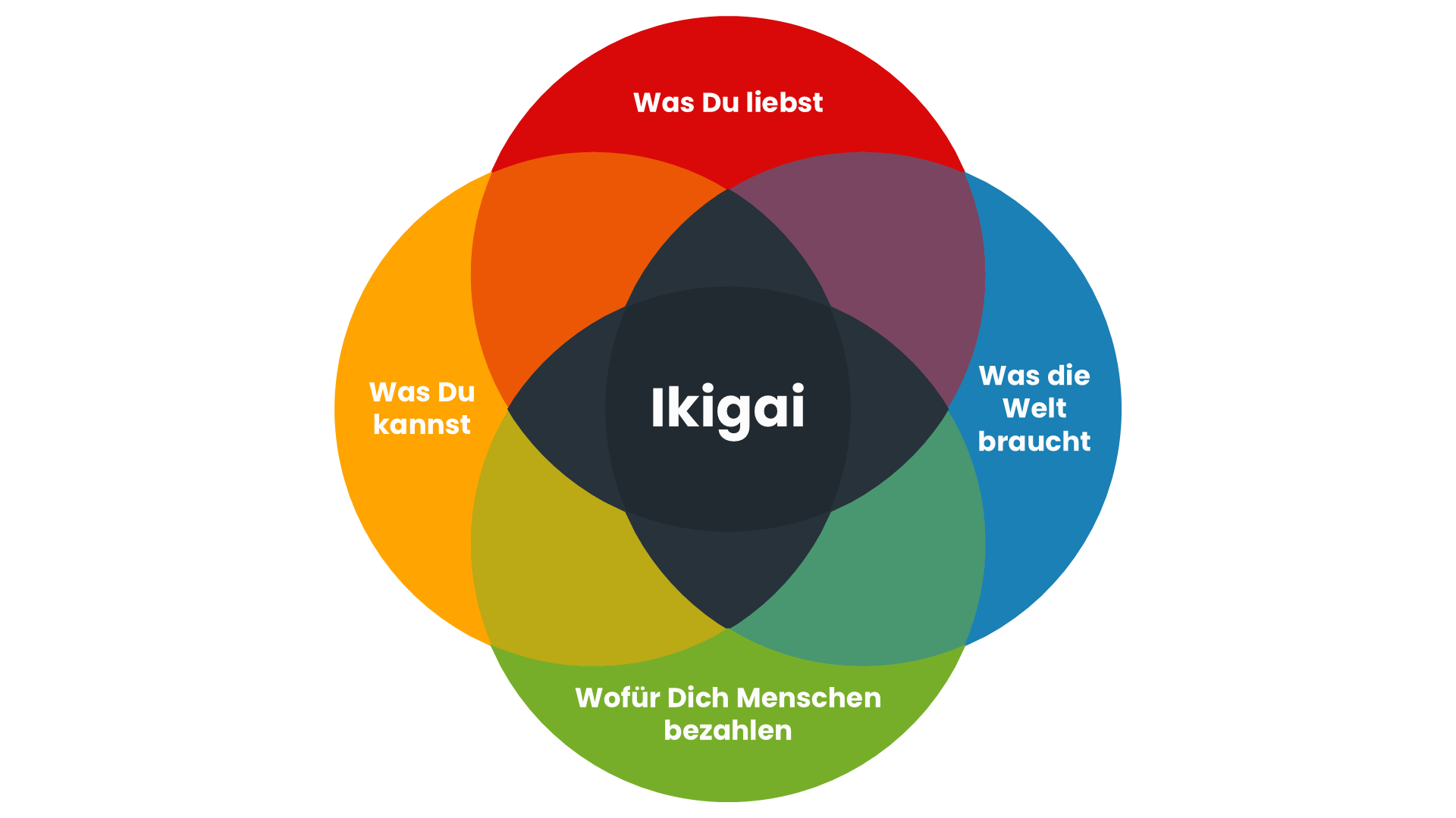 Grundaufbau des Ikigai-Modells (Neuinterpretation von Marc Winn)